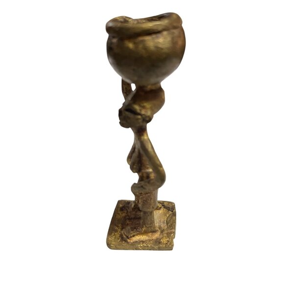 Vintage Ashanti miniature solid brass woman figurine Ghana Africa 3" - Picture 2 of 5